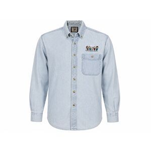Lee MetLife Peanuts Denim Button Front Shirt Men's M Light Wash Embroidered